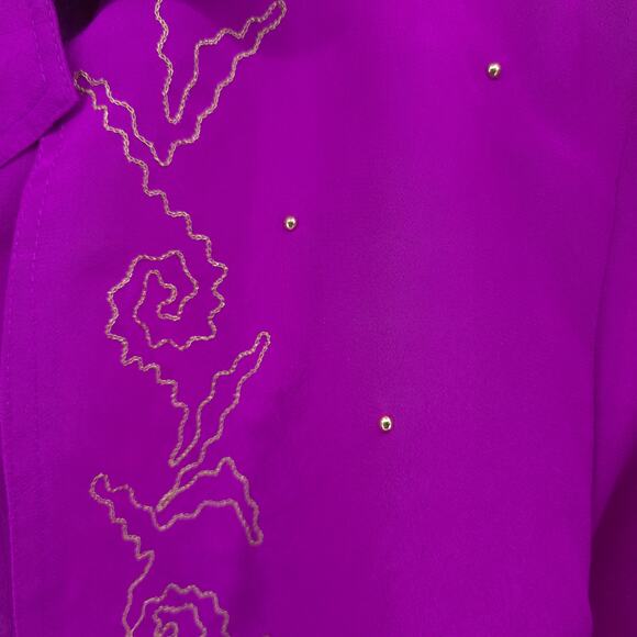 Vintage G.W Division of Graff Western Jeweled Button Down Studded Boho Blouse M - Picture 5 of 13